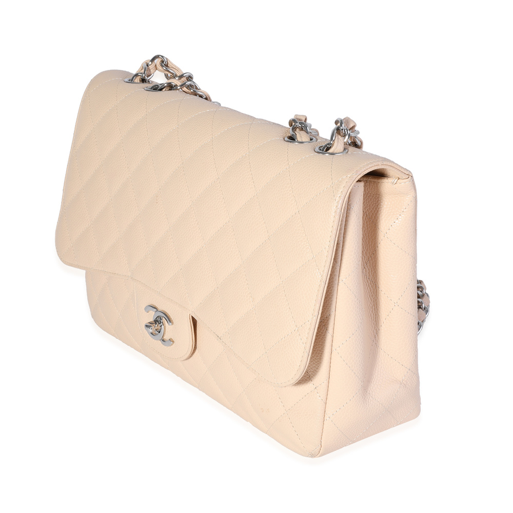 Chanel Beige Quilted Caviar Jumbo Classic Single Flap Bag - Picture 4 of 7
